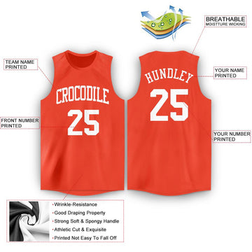 Custom Orange White Round Neck Basketball Jersey - Fcustom