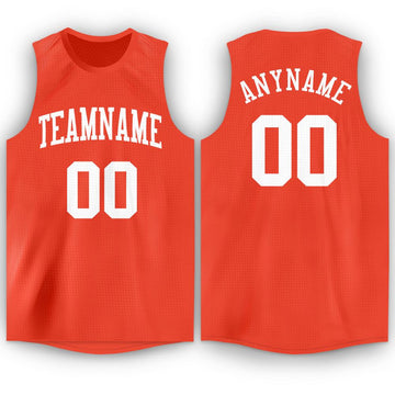Custom Orange White Round Neck Basketball Jersey - Fcustom