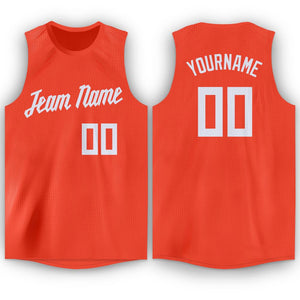 Custom Orange White Round Neck Basketball Jersey - Fcustom