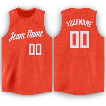 Custom Orange White Round Neck Basketball Jersey - Fcustom