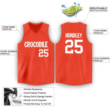 Custom Orange White V-Neck Basketball Jersey - Fcustom