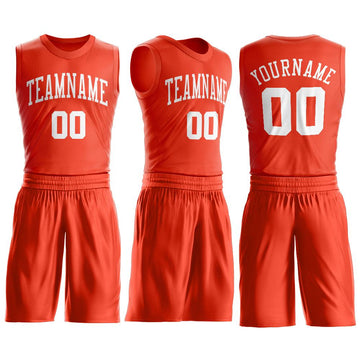 Custom Orange White Round Neck Suit Basketball Jersey - Fcustom