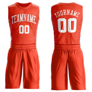 Custom Orange White Round Neck Suit Basketball Jersey - Fcustom
