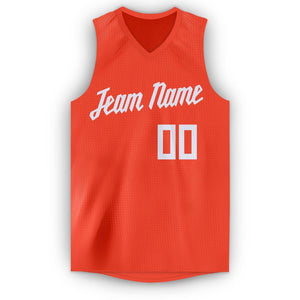 Custom Orange White V-Neck Basketball Jersey - Fcustom