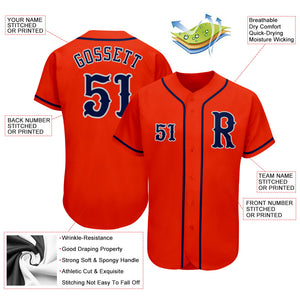 Custom Orange Navy-Gray Authentic Baseball Jersey