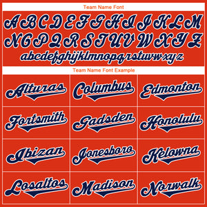 Custom Orange Navy-White Authentic Throwback Rib-Knit Baseball Jersey Shirt