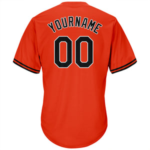 Custom Orange Black-White Authentic Throwback Rib-Knit Baseball Jersey Shirt