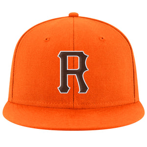 Custom Orange Brown-White Stitched Adjustable Snapback Hat