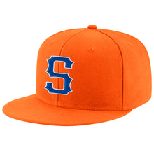 Load image into Gallery viewer, Custom Orange Royal-White Stitched Adjustable Snapback Hat
