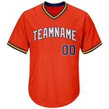 Load image into Gallery viewer, Custom Orange Navy-Gold Authentic Throwback Rib-Knit Baseball Jersey Shirt
