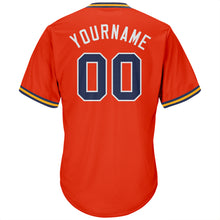 Load image into Gallery viewer, Custom Orange Navy-Gold Authentic Throwback Rib-Knit Baseball Jersey Shirt
