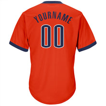 Load image into Gallery viewer, Custom Orange Navy-White Authentic Throwback Rib-Knit Baseball Jersey Shirt
