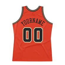 Load image into Gallery viewer, Custom Orange Black-Old Gold Authentic Throwback Basketball Jersey
