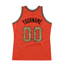 Load image into Gallery viewer, Custom Orange Camo-Old Gold Authentic Throwback Basketball Jersey
