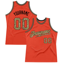 Load image into Gallery viewer, Custom Orange Camo-Old Gold Authentic Throwback Basketball Jersey
