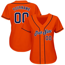 Load image into Gallery viewer, Custom Orange Navy-White Authentic Baseball Jersey
