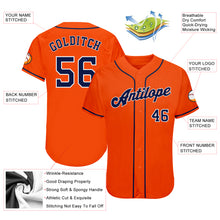 Load image into Gallery viewer, Custom Orange Navy-White Authentic Baseball Jersey
