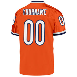 Custom Orange White-Navy Mesh Authentic Throwback Football Jersey