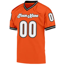 Load image into Gallery viewer, Custom Orange White-Black Mesh Authentic Throwback Football Jersey
