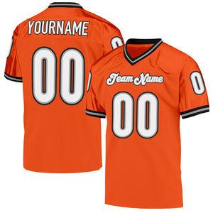 Custom Orange White-Black Mesh Authentic Throwback Football Jersey