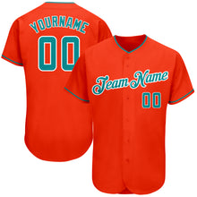 Load image into Gallery viewer, Custom Orange Teal-White Authentic Baseball Jersey
