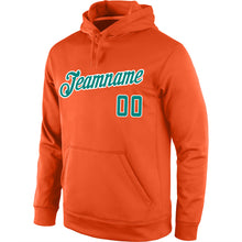 Load image into Gallery viewer, Custom Stitched Orange Aqua-White Sports Pullover Sweatshirt Hoodie
