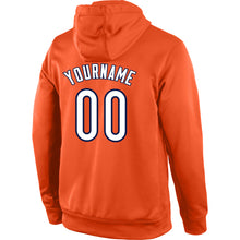 Load image into Gallery viewer, Custom Stitched Orange White-Navy Sports Pullover Sweatshirt Hoodie
