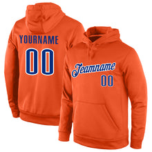 Load image into Gallery viewer, Custom Stitched Orange Royal-White Sports Pullover Sweatshirt Hoodie
