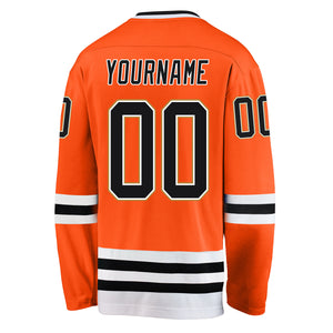 Custom Orange Black-Old Gold Hockey Jersey