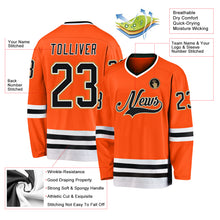 Load image into Gallery viewer, Custom Orange Black-Old Gold Hockey Jersey
