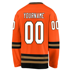 Custom Orange White-Black Hockey Jersey