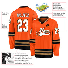 Load image into Gallery viewer, Custom Orange White-Black Hockey Jersey
