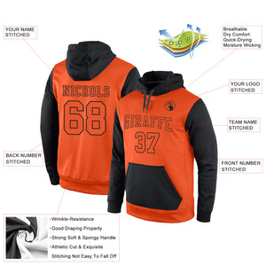 Custom Stitched Orange Orange-Black Sports Pullover Sweatshirt Hoodie