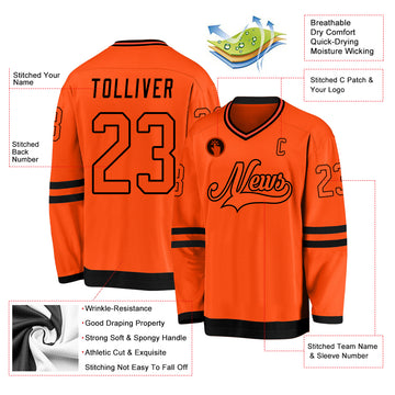Custom Orange Orange-Black Hockey Jersey
