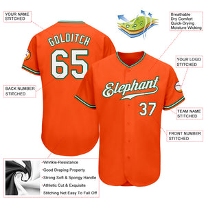 Custom Orange White-Kelly Green Authentic Baseball Jersey