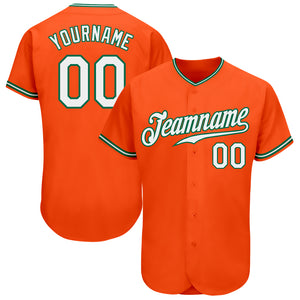 Custom Orange White-Kelly Green Authentic Baseball Jersey