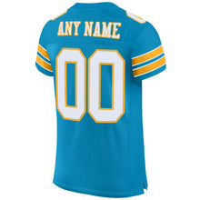 Load image into Gallery viewer, Custom Panther Blue White-Gold Mesh Authentic Football Jersey
