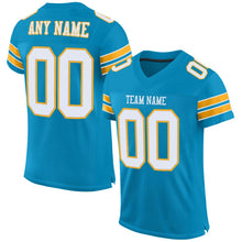 Load image into Gallery viewer, Custom Panther Blue White-Gold Mesh Authentic Football Jersey
