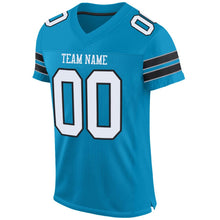 Load image into Gallery viewer, Custom Panther Blue White-Black Mesh Authentic Football Jersey
