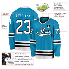 Load image into Gallery viewer, Custom Panther Blue White-Black Hockey Jersey
