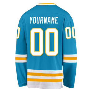 Custom Panther Blue White-Gold Hockey Jersey