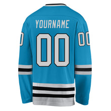 Load image into Gallery viewer, Custom Panther Blue Gray-Black Hockey Jersey
