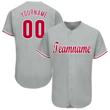Load image into Gallery viewer, Custom Gray Red-White Baseball Jersey
