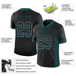 Custom Black Midnight Green-Gray Mesh Drift Fashion Football Jersey