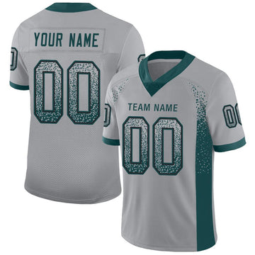 Custom Light Gray Midnight Green-Black Mesh Drift Fashion Football Jersey