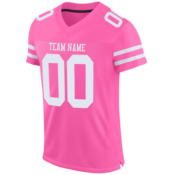 Custom Pink White Mesh Authentic Football Jersey - Fcustom