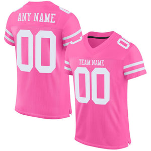 Custom Pink White Mesh Authentic Football Jersey - Fcustom