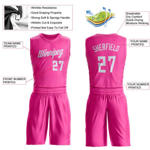 Custom Pink White Round Neck Suit Basketball Jersey - Fcustom