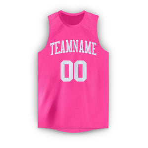 Custom Pink White Round Neck Basketball Jersey - Fcustom