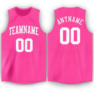 Custom Pink White Round Neck Basketball Jersey - Fcustom